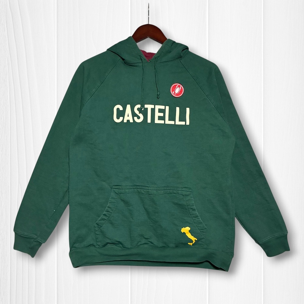Castelli Spell Out Pullover Hoodie Mens Medium Green